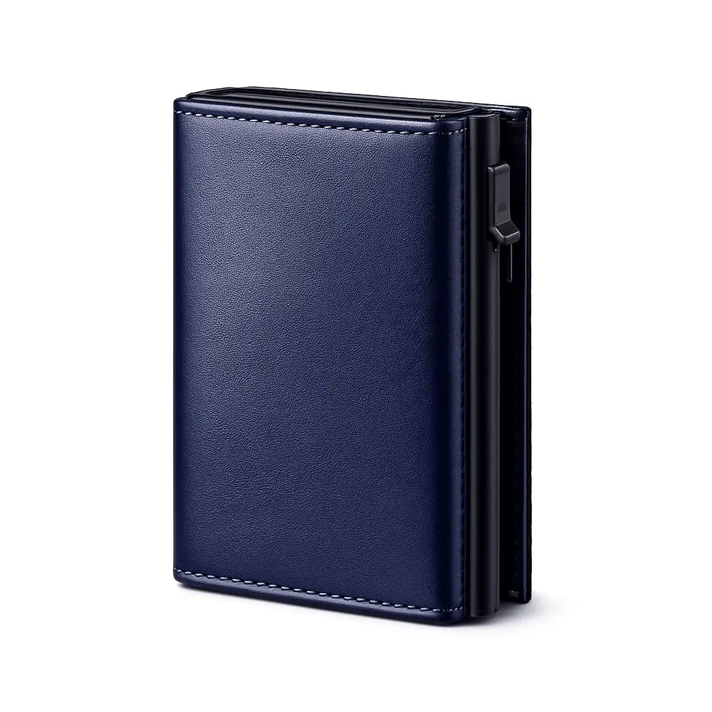 Cartera Morbano de cuero azul para hombre, vista posterior