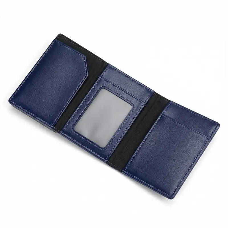 Cartera Morbano de cuero azul para hombre, detalle de la hebilla